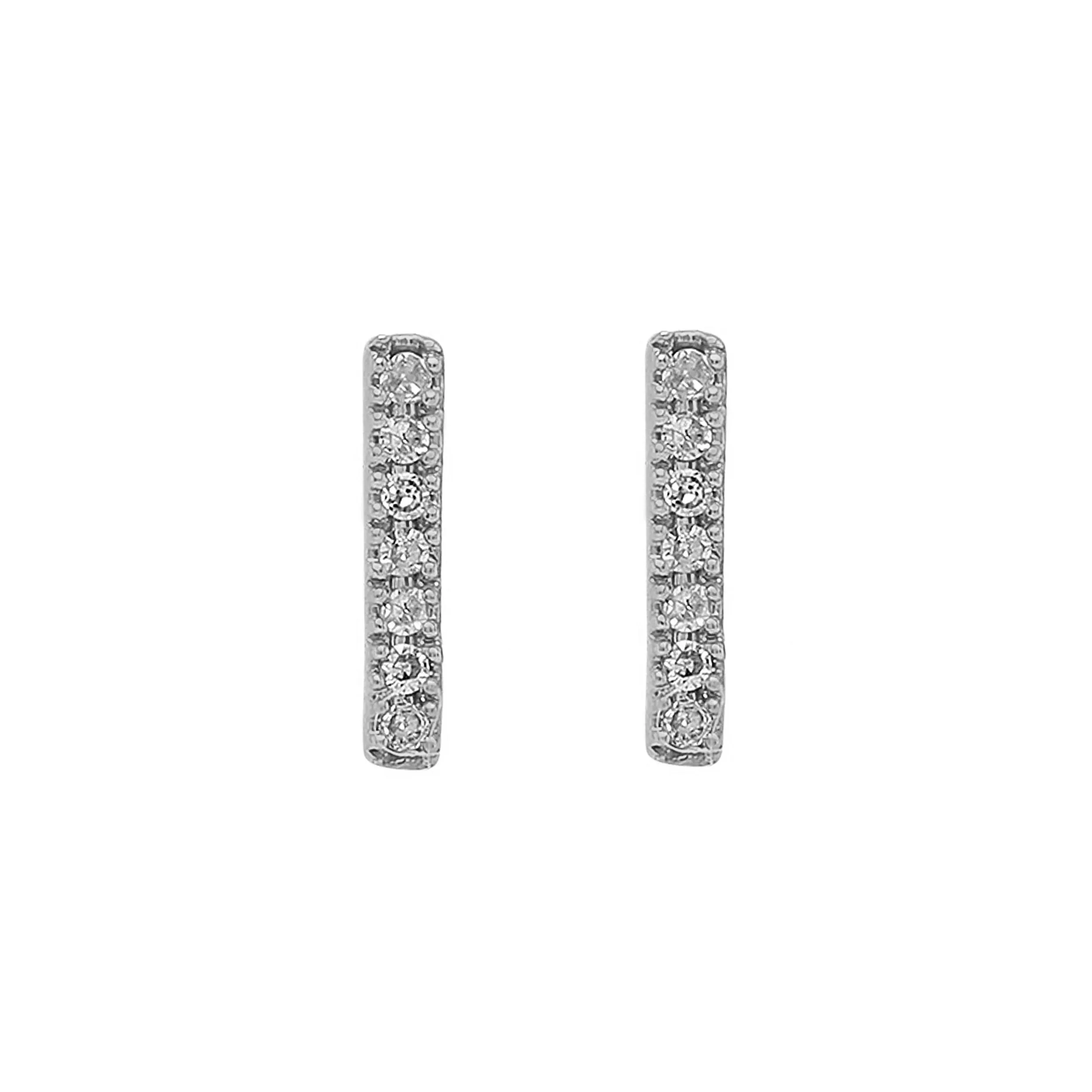 0.03ct Round Diamonds in 14k Gold Trendy Bar Stud Earrings