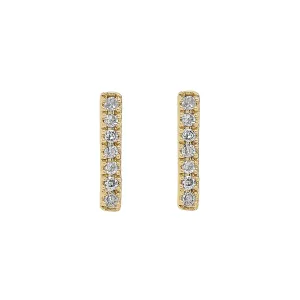 0.03ct Round Diamonds in 14k Gold Trendy Bar Stud Earrings