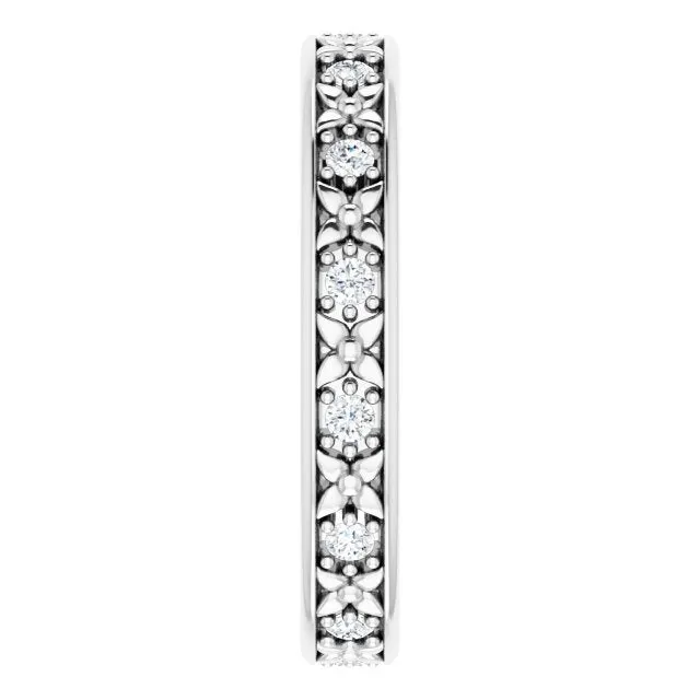 0.28 ct. Round Diamond Eternity Band Floral Design Ring