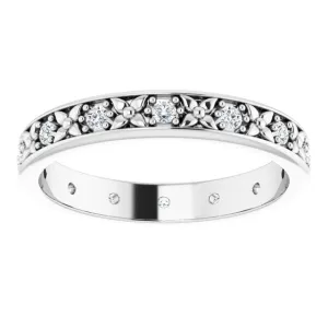 0.28 ct. Round Diamond Eternity Band Floral Design Ring