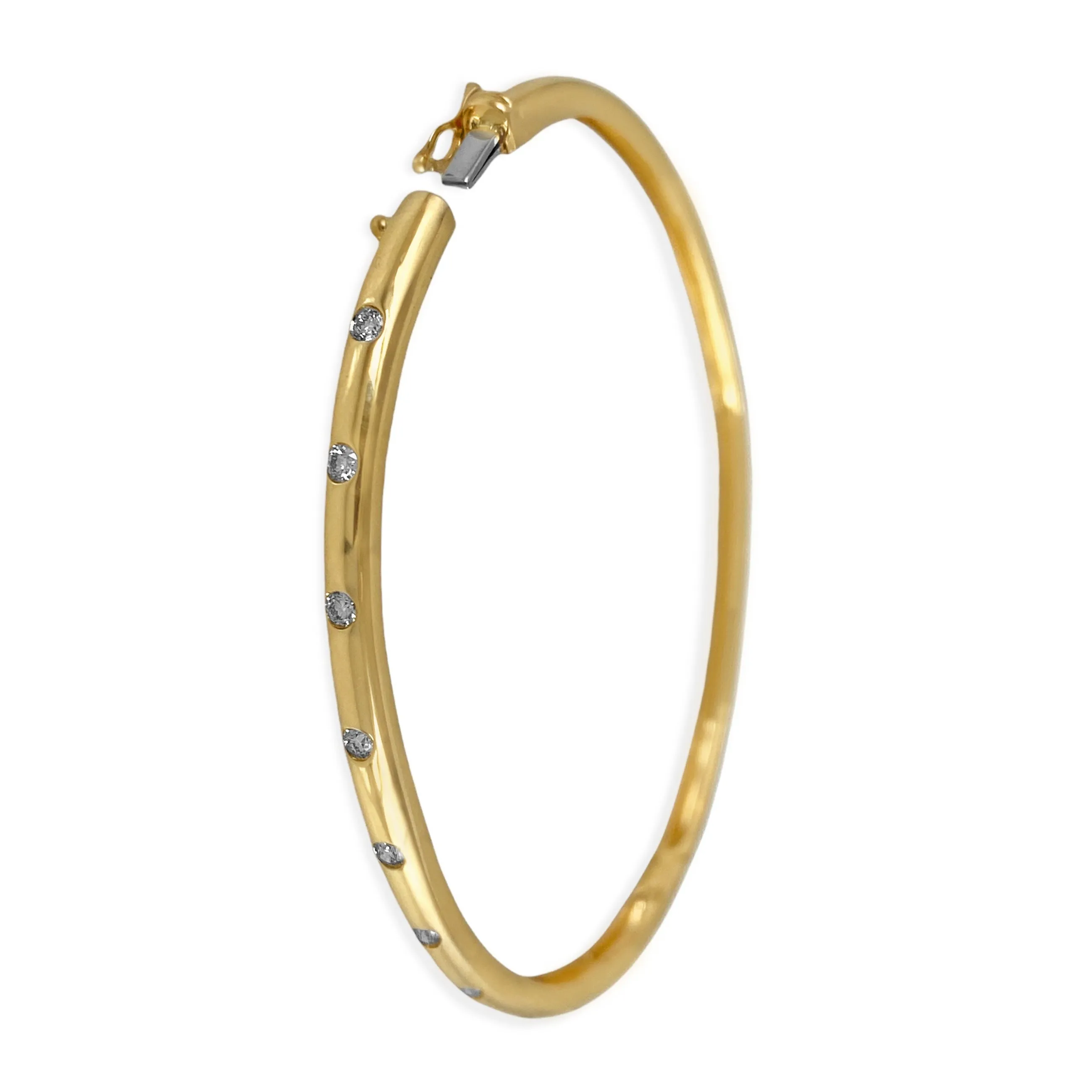 0.28ct Round Diamonds in 14K Yellow Gold Trendy Bangle Bracelet 6.5"