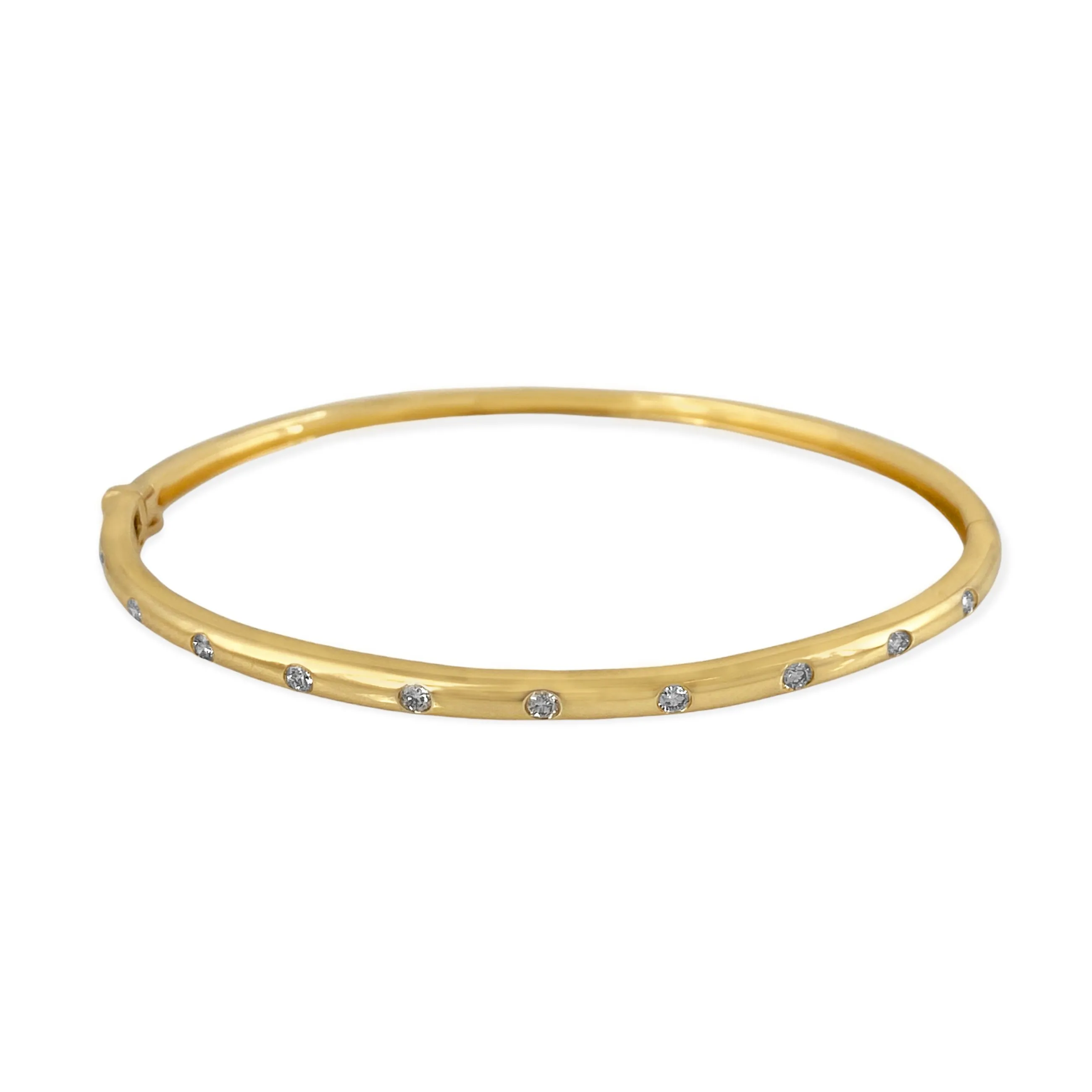 0.28ct Round Diamonds in 14K Yellow Gold Trendy Bangle Bracelet 6.5"