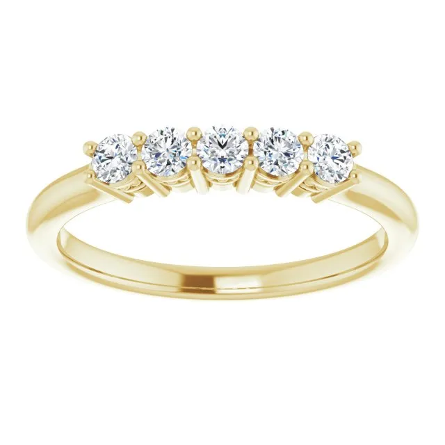 0.34 ct. Round Cut Diamond Wedding Band 5 Stone Anniversary Ring