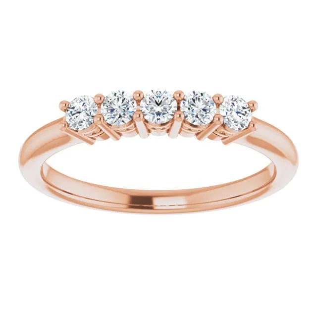 0.34 ct. Round Cut Diamond Wedding Band 5 Stone Anniversary Ring