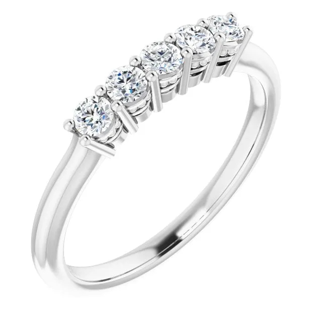 0.34 ct. Round Cut Diamond Wedding Band 5 Stone Anniversary Ring