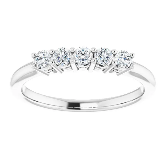 0.34 ct. Round Cut Diamond Wedding Band 5 Stone Anniversary Ring