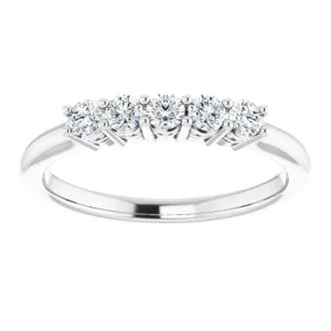 0.34 ct. Round Cut Diamond Wedding Band 5 Stone Anniversary Ring