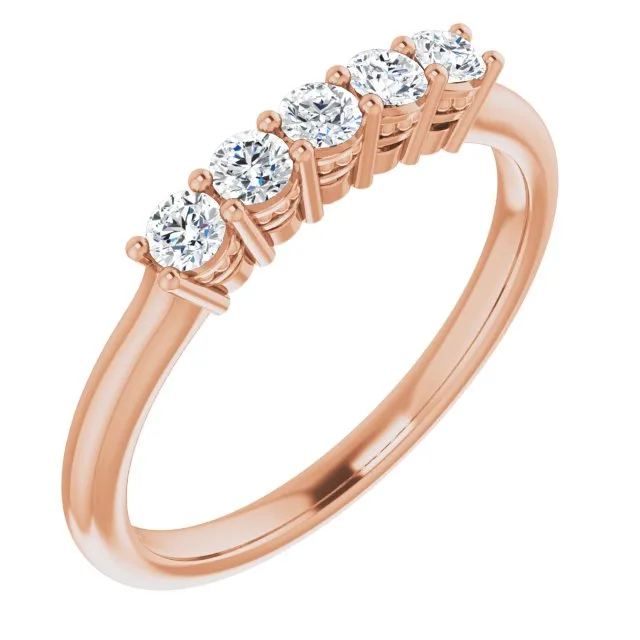 0.34 ct. Round Cut Diamond Wedding Band 5 Stone Anniversary Ring