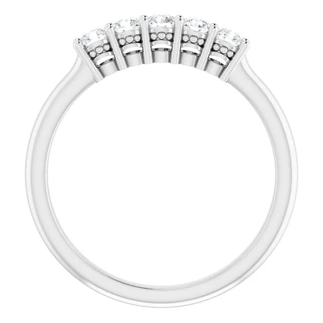 0.34 ct. Round Cut Diamond Wedding Band 5 Stone Anniversary Ring