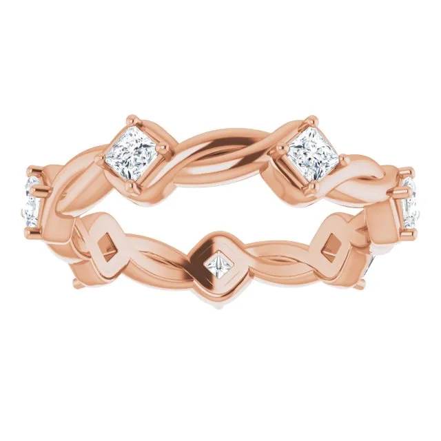 0.70 ct.  Princess Diamond Eternity Band Rope Design Ring
