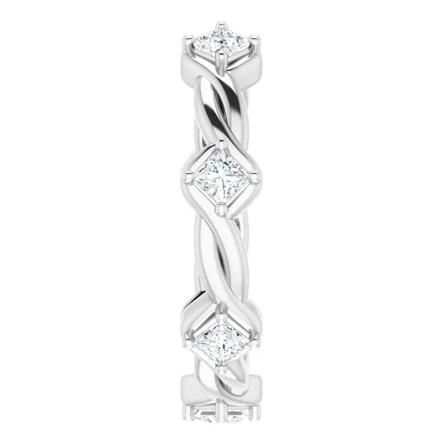 0.70 ct.  Princess Diamond Eternity Band Rope Design Ring
