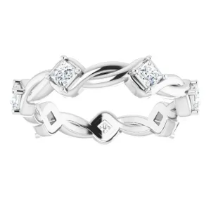 0.70 ct.  Princess Diamond Eternity Band Rope Design Ring