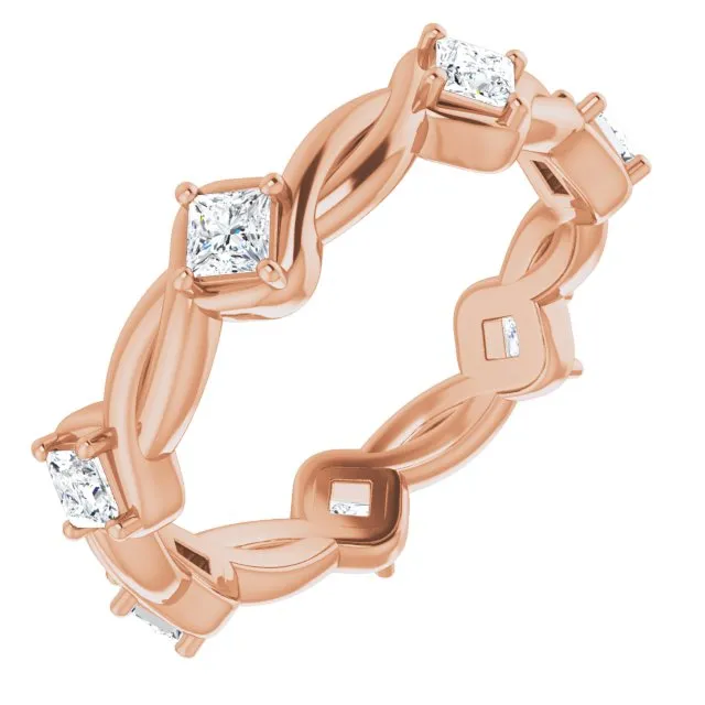 0.70 ct.  Princess Diamond Eternity Band Rope Design Ring