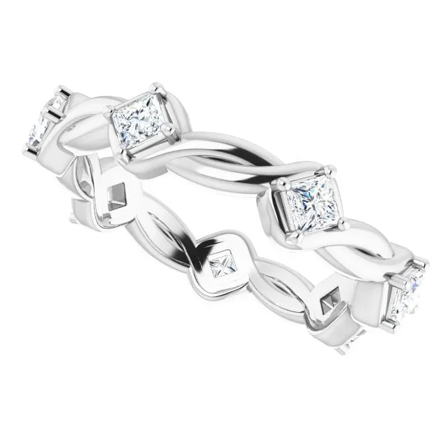 0.70 ct.  Princess Diamond Eternity Band Rope Design Ring