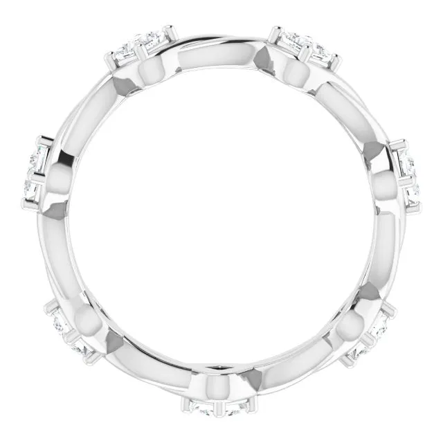 0.70 ct.  Princess Diamond Eternity Band Rope Design Ring