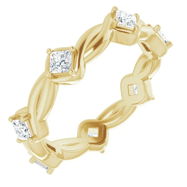 0.70 ct.  Princess Diamond Eternity Band Rope Design Ring