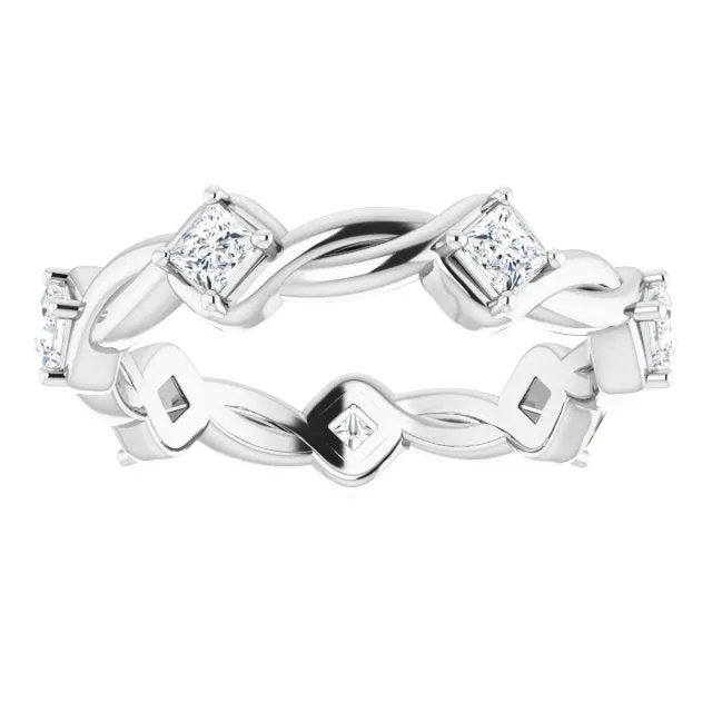 0.70 ct.  Princess Diamond Eternity Band Rope Design Ring