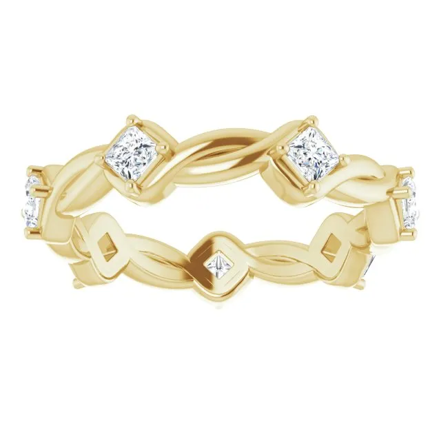 0.70 ct.  Princess Diamond Eternity Band Rope Design Ring