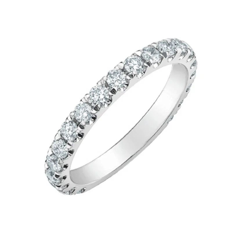 1.00TDW Lab Grown Diamond Semi Eternity Claw Set Band in 14K White Gold