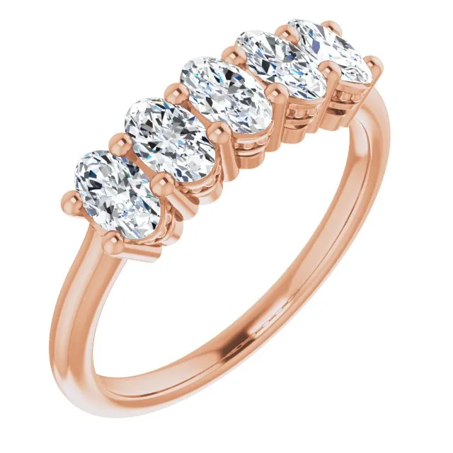 1.05 ct. Oval Cut Diamond Wedding Band 5 Stone Anniversary Ring