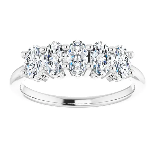 1.05 ct. Oval Cut Diamond Wedding Band 5 Stone Anniversary Ring