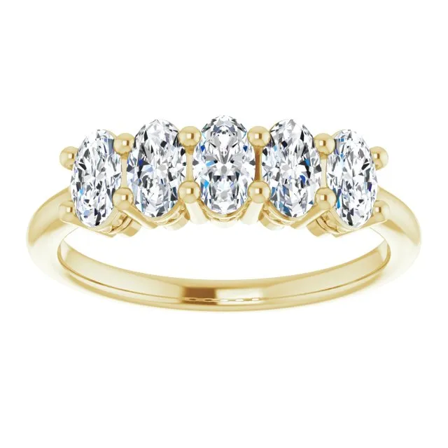 1.05 ct. Oval Cut Diamond Wedding Band 5 Stone Anniversary Ring