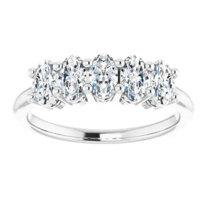 1.05 ct. Oval Cut Diamond Wedding Band 5 Stone Anniversary Ring