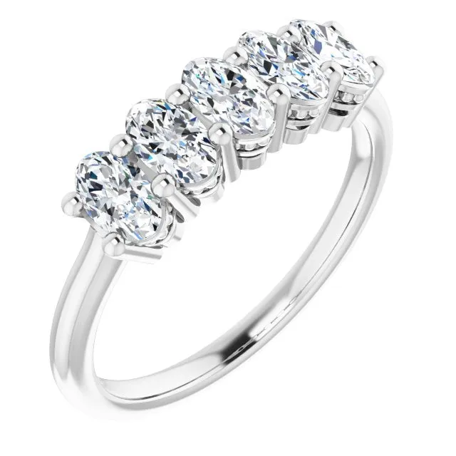 1.05 ct. Oval Cut Diamond Wedding Band 5 Stone Anniversary Ring