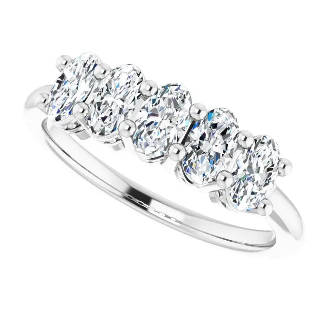 1.05 ct. Oval Cut Diamond Wedding Band 5 Stone Anniversary Ring