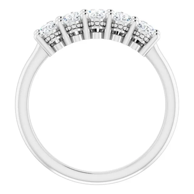 1.05 ct. Oval Cut Diamond Wedding Band 5 Stone Anniversary Ring
