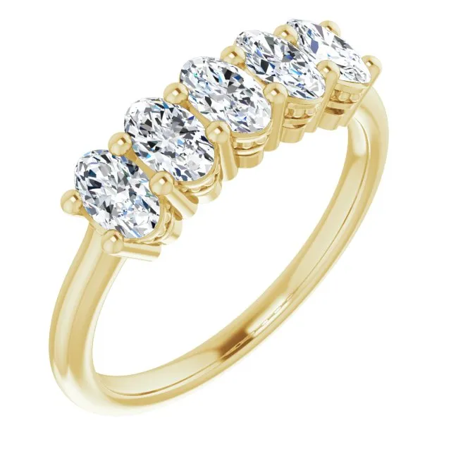 1.05 ct. Oval Cut Diamond Wedding Band 5 Stone Anniversary Ring