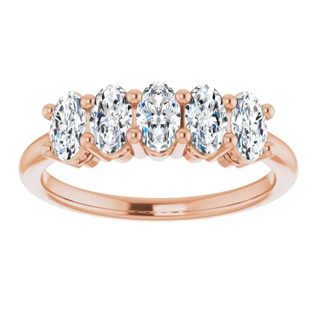 1.05 ct. Oval Cut Diamond Wedding Band 5 Stone Anniversary Ring