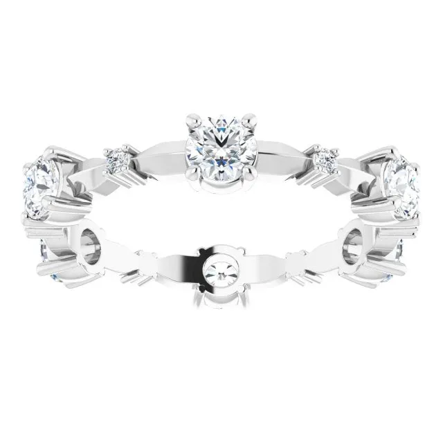 1.05 ct. Round Diamond Eternity Band Prong Set Diamond Ring