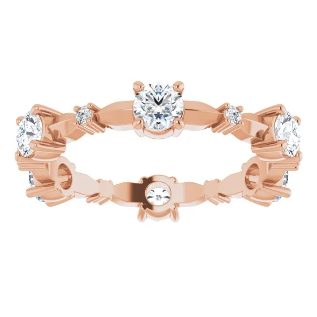 1.05 ct. Round Diamond Eternity Band Prong Set Diamond Ring