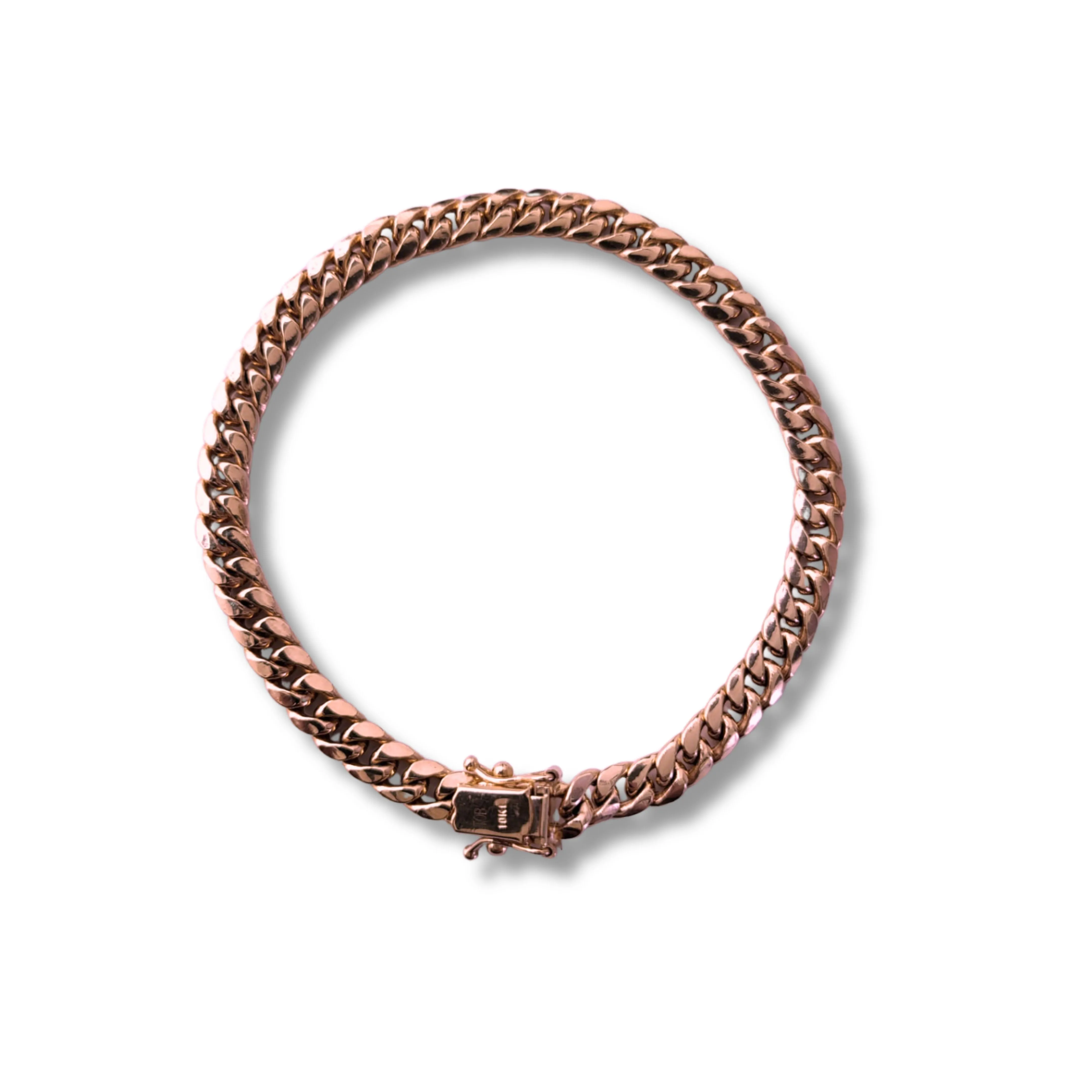 10K Rose Gold Box Clasp Anklet
