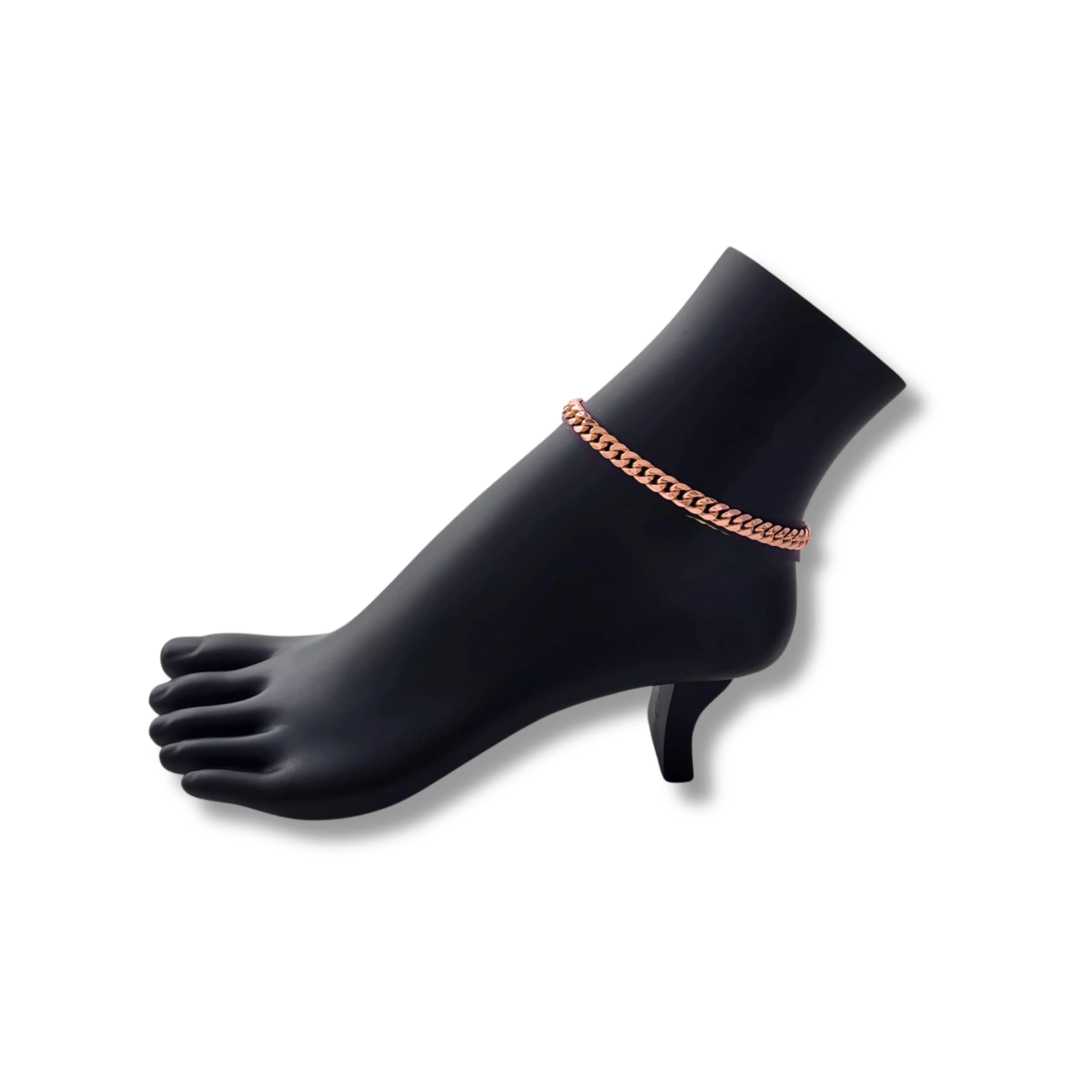 10K Rose Gold Box Clasp Anklet