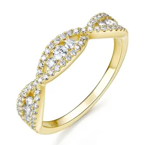 10K Solid Gold Round Cut Diamond Twist Wedding Band