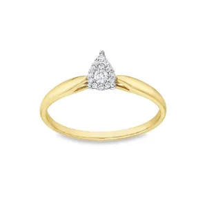 10K Yellow and White Gold 0.08TDW Diamond Pear Shape Illusion Ring