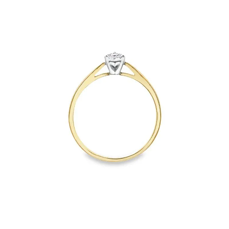 10K Yellow and White Gold 0.08TDW Diamond Pear Shape Illusion Ring
