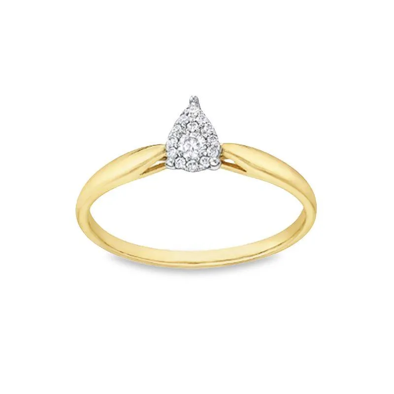 10K Yellow and White Gold 0.08TDW Diamond Pear Shape Illusion Ring