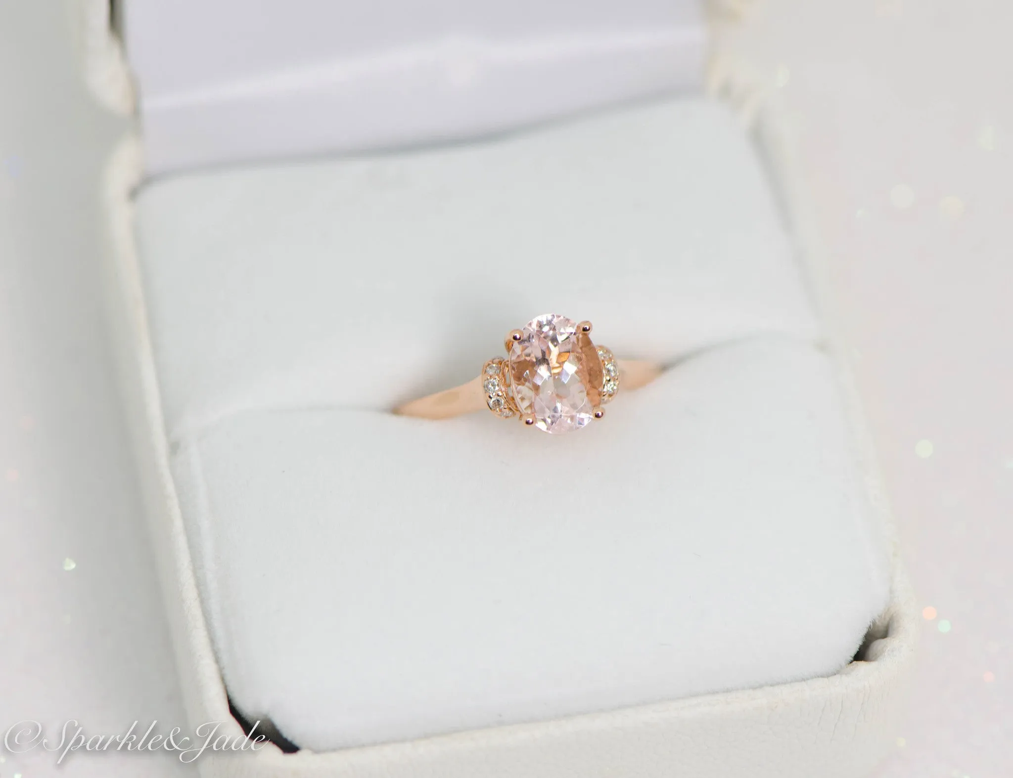14k Rose Gold Oval Morganite & .05 CTW Diamond Ring