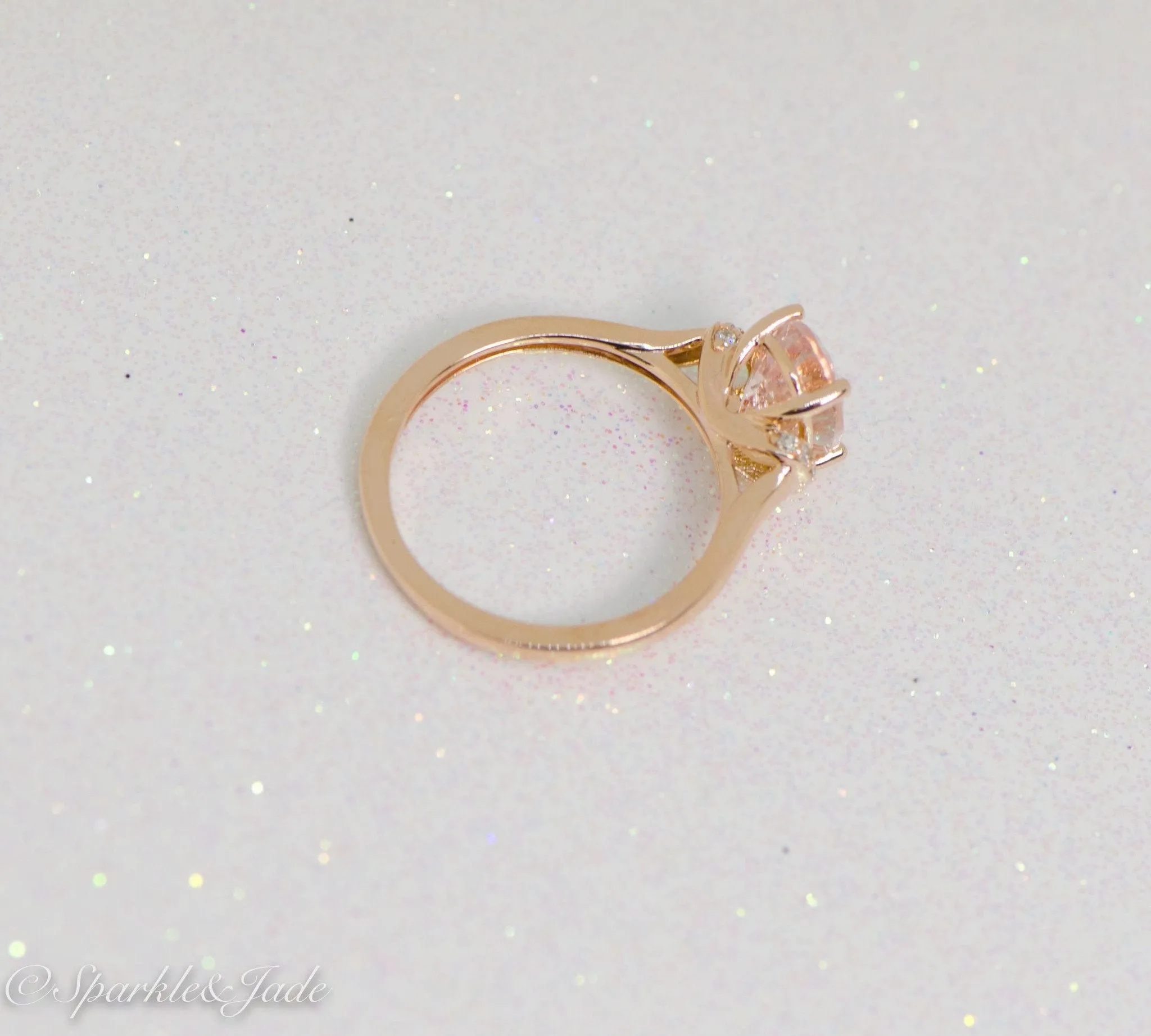 14k Rose Gold Oval Morganite & .05 CTW Diamond Ring