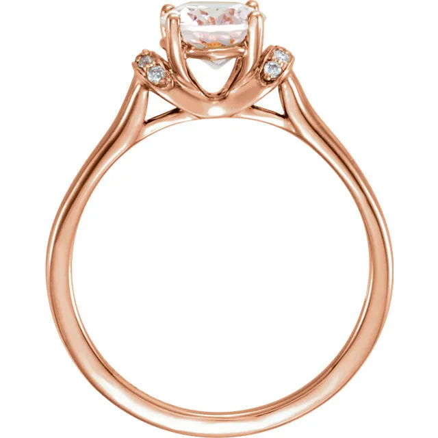 14k Rose Gold Oval Morganite & .05 CTW Diamond Ring