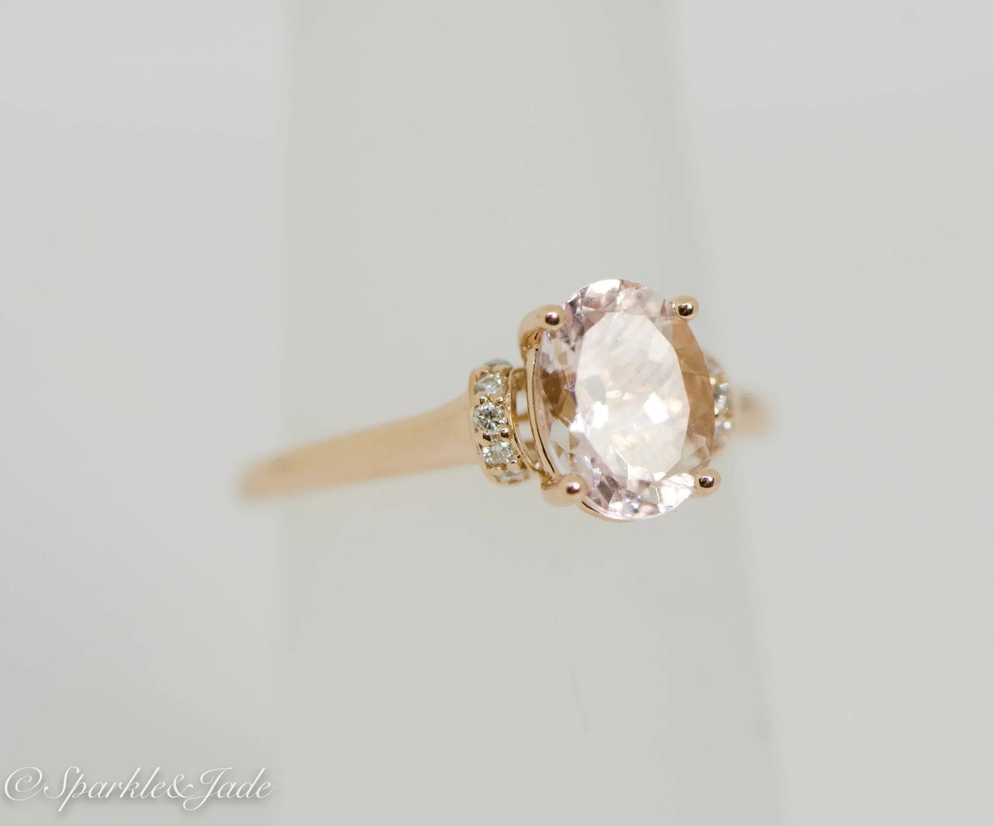 14k Rose Gold Oval Morganite & .05 CTW Diamond Ring