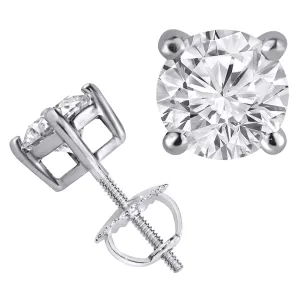 14K White Gold 2.00TDW Lab Diamond Solitaire Earring