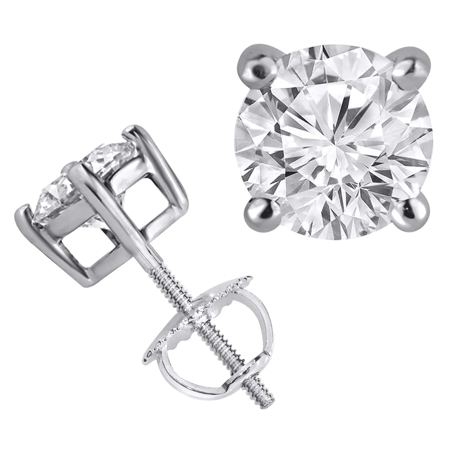 14K White Gold 2.00TDW Lab Diamond Solitaire Earring
