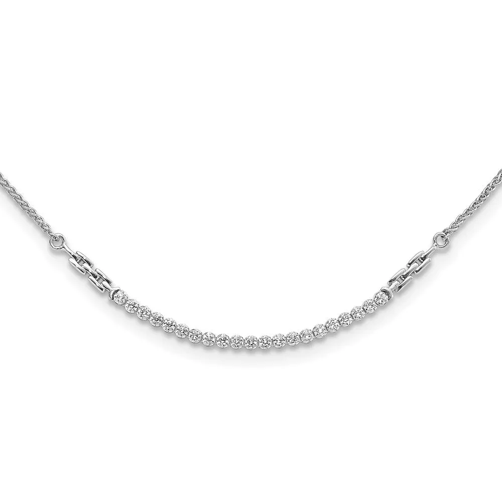 14k White Gold Lab Grown Diamond Tennis Style Bolo Adjustable Necklace (0.525CTW)