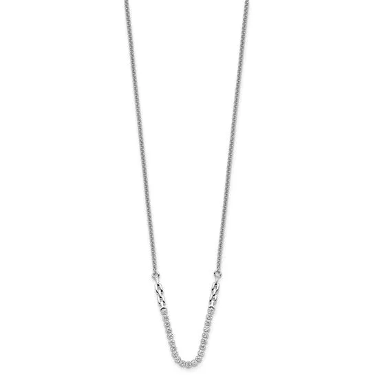 14k White Gold Lab Grown Diamond Tennis Style Bolo Adjustable Necklace (0.525CTW)