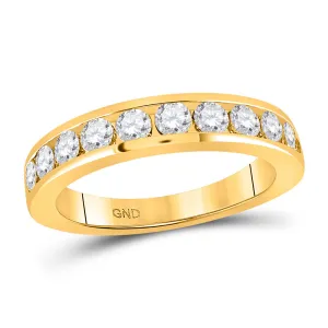 14kt Yellow Gold Womens Round Diamond Wedding Single Row Band 1 Cttw