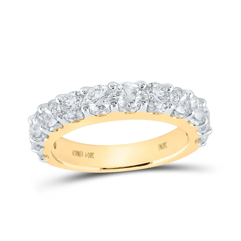 14kt Yellow Gold Womens Round Diamond Wedding Single Row Band 2 Cttw